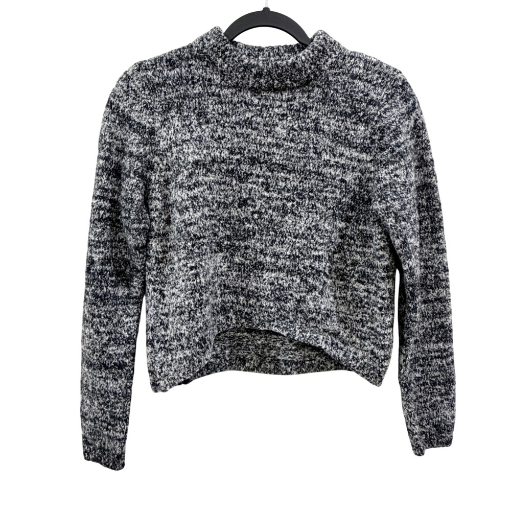 Callahan Women Small Marl Knit Wool Sweater Mock Neck Cropped Cozy Thick